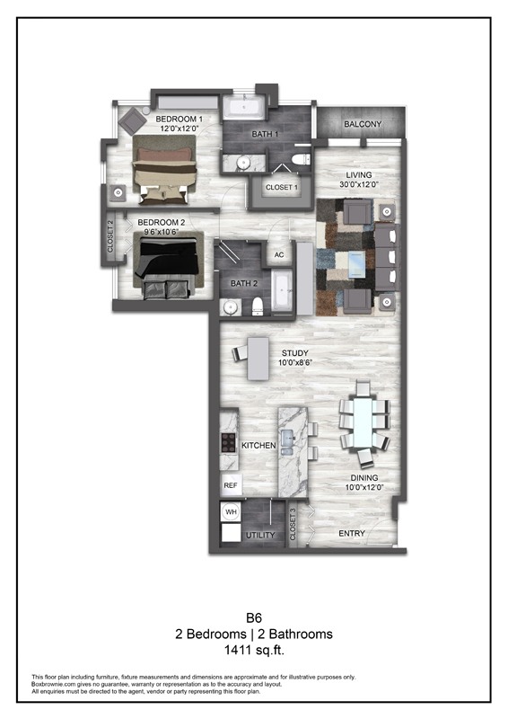 Floor plan layout diagram for B6